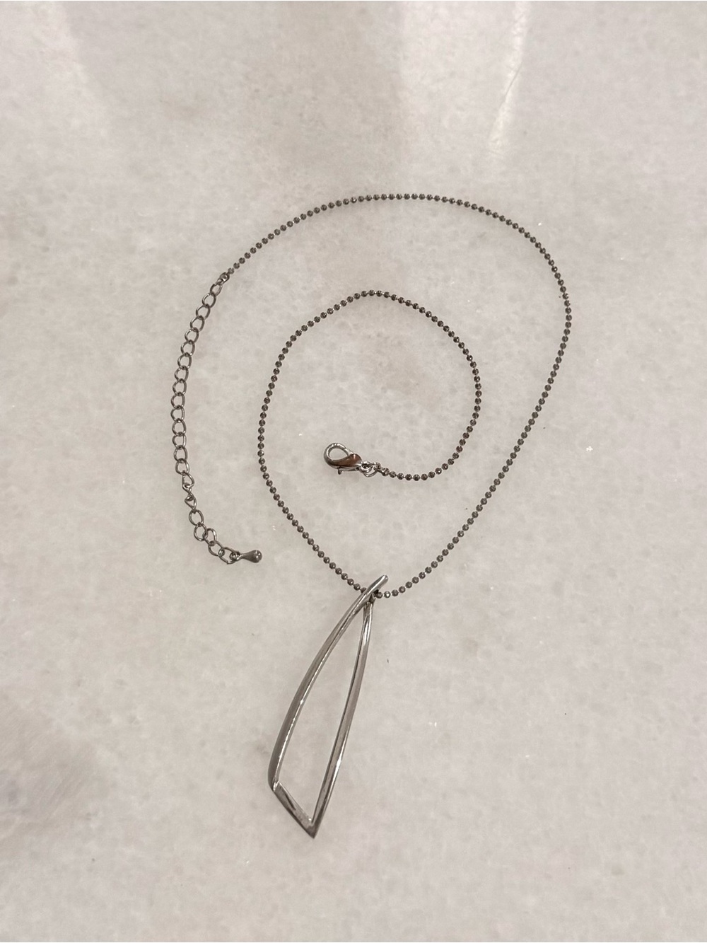 Silver Tone Minimalist Abstract Geometric Pendant Necklace - Picture 2 of 5